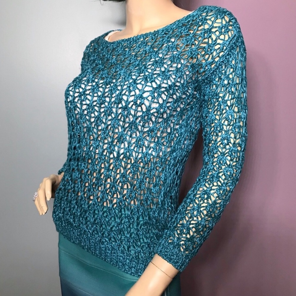 BERSHKA • Macramé Turquoise Sweater / (S/26)
